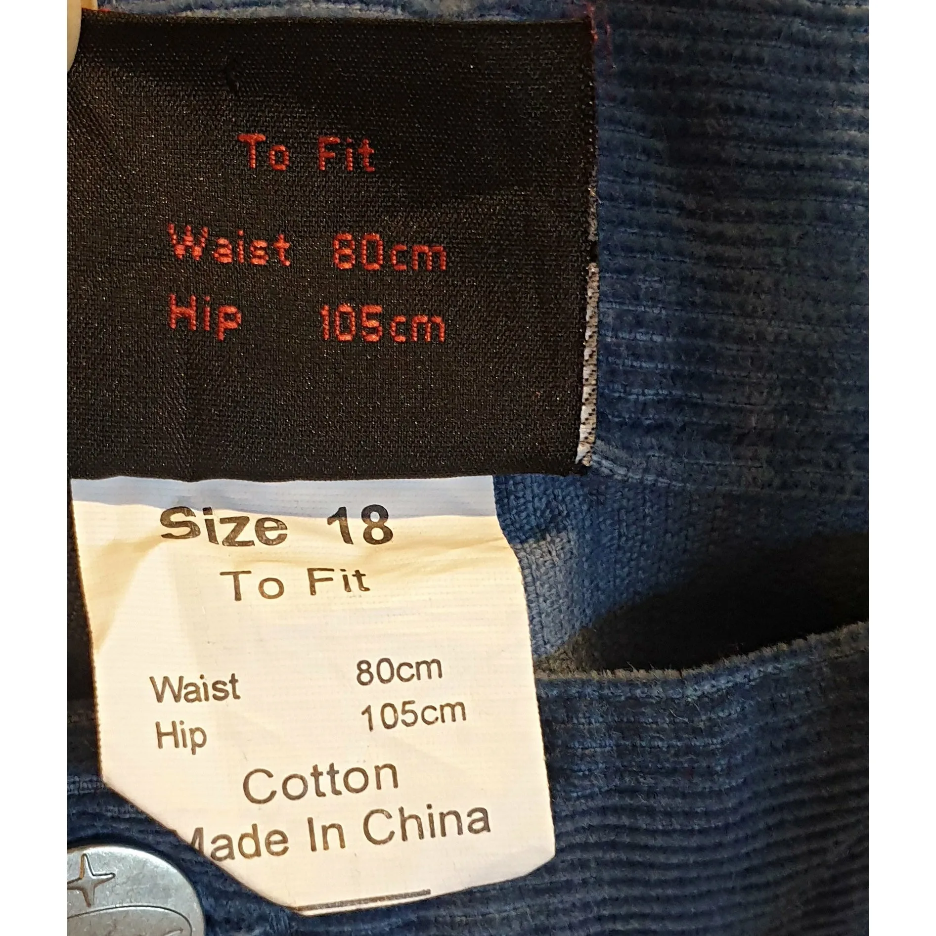 Saltwater blue cord pencil skirt with front pockets size 18 (best fits size 16)