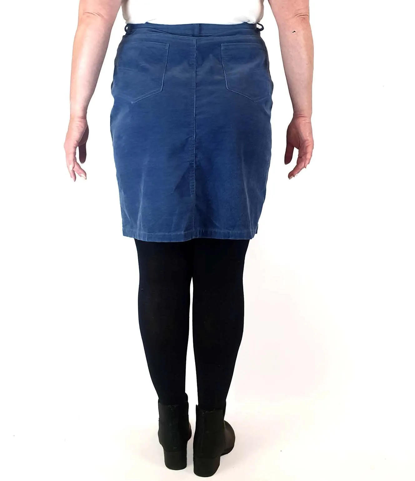 Saltwater blue cord pencil skirt with front pockets size 18 (best fits size 16)