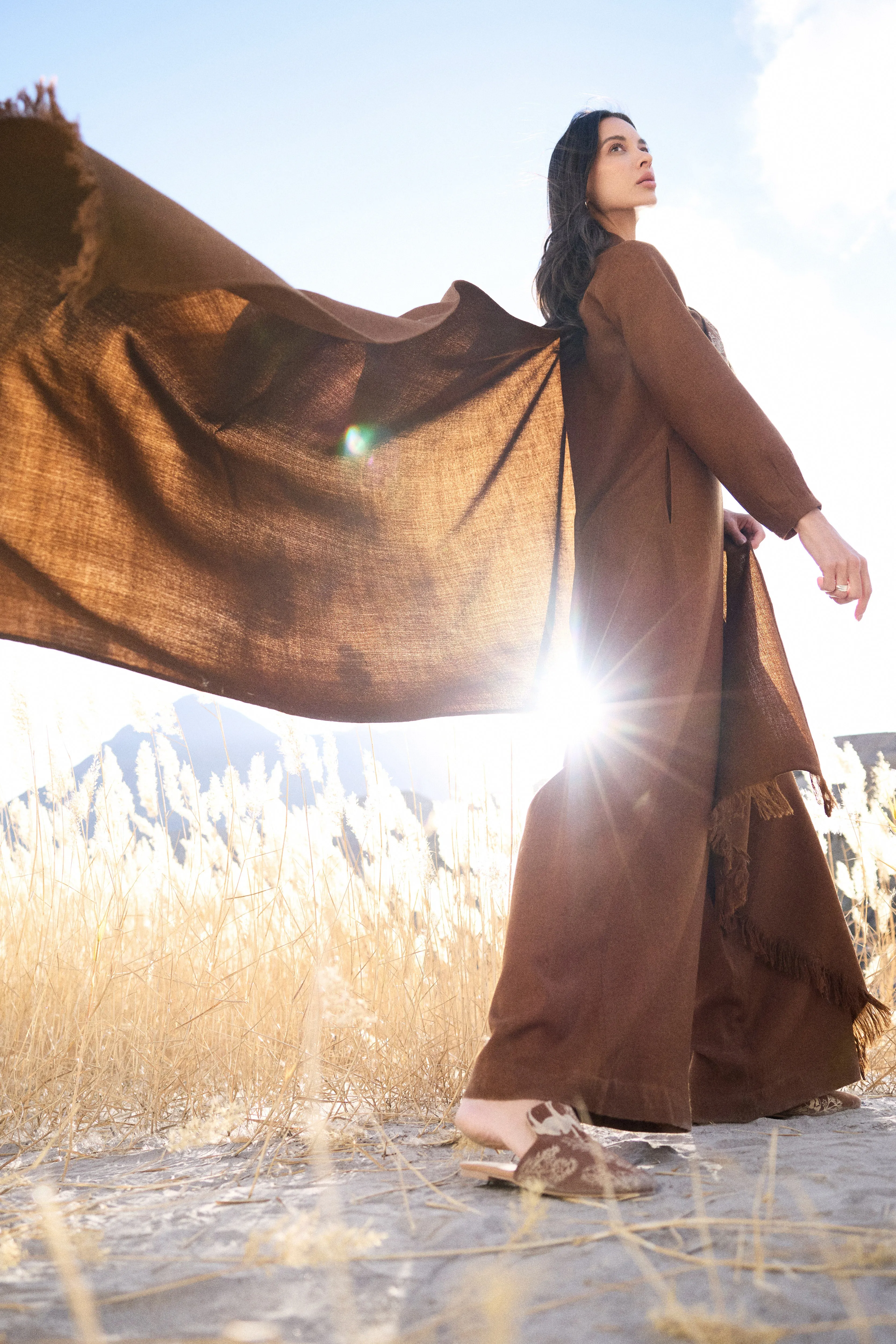 Sand Woollen Shawl (Maple)