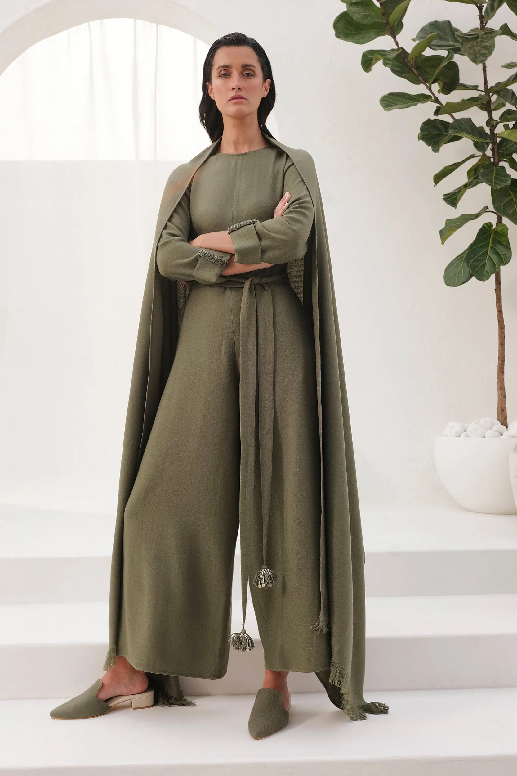 Sand Woollen Shawl (Moss)