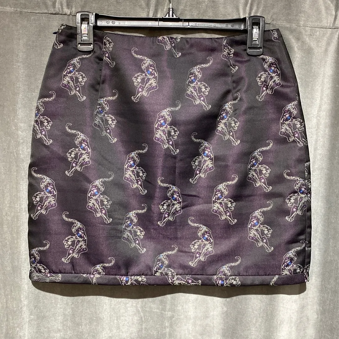 Sandro Tiger Quilted Mini Skirt Dark Purple