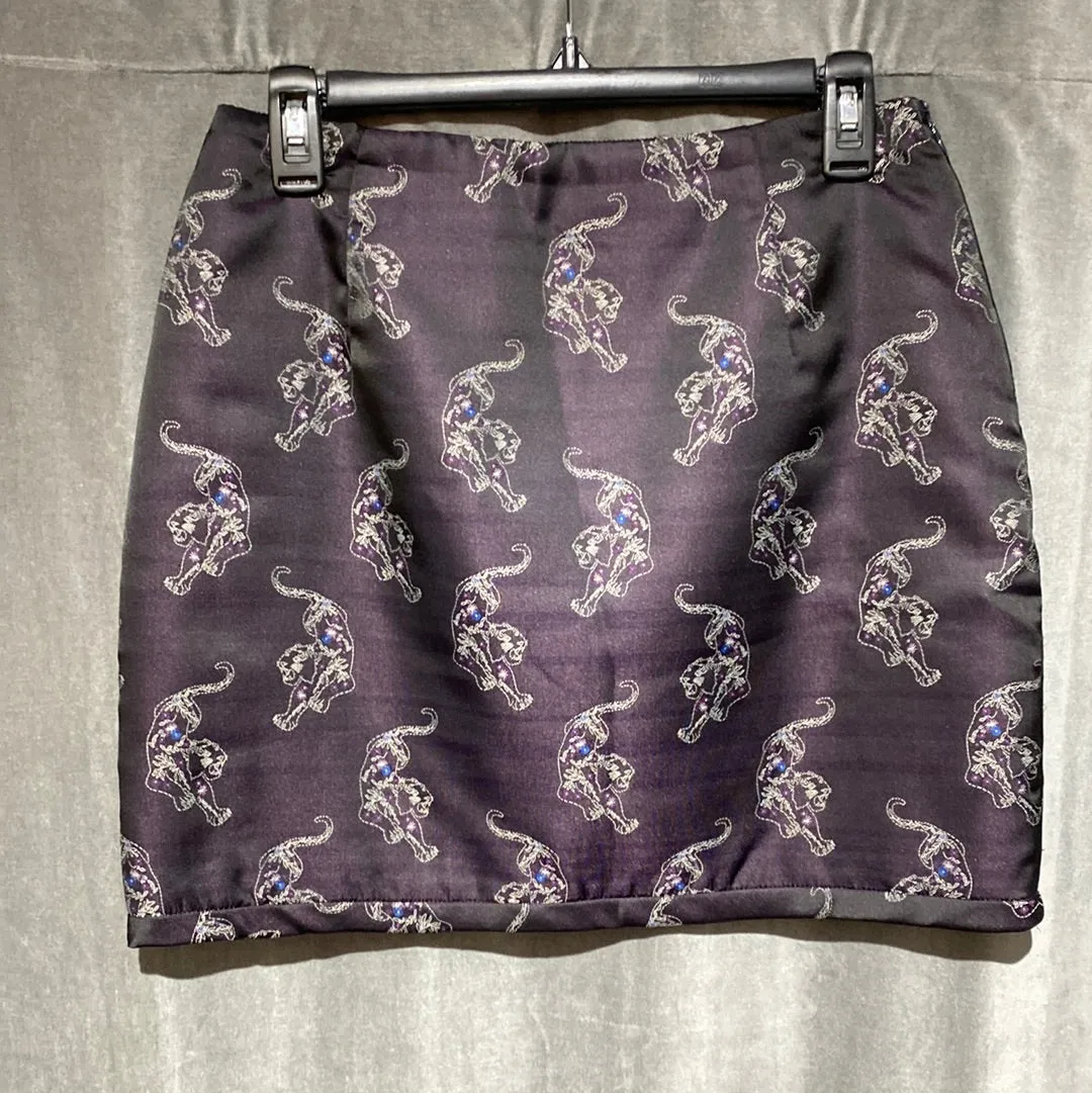 Sandro Tiger Quilted Mini Skirt Dark Purple