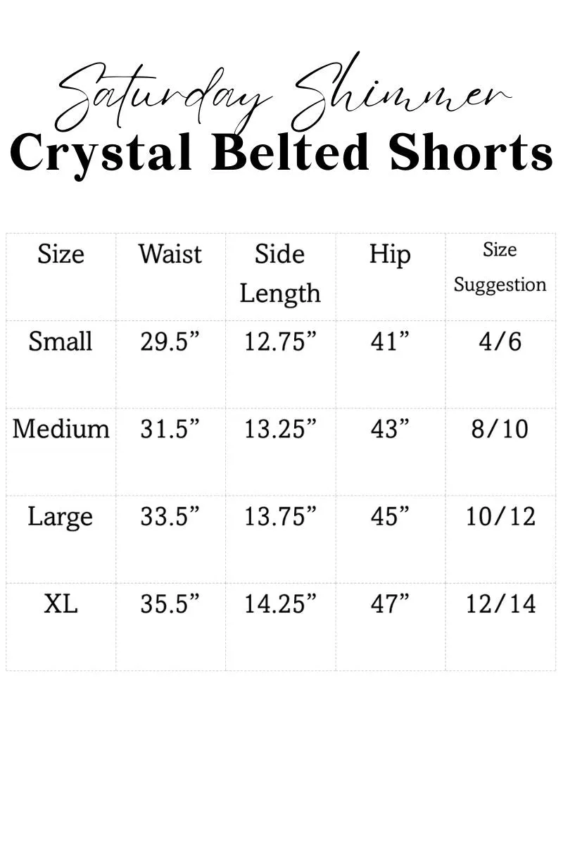 Saturday Shimmer Purple Crystal Belted Shorts