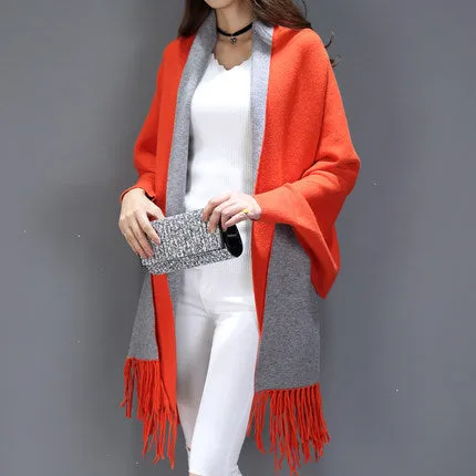 SC2 2017 Oversize Double Side Scarf Winter Faux Cashmere Poncho Women Solid Designer Female Long Sleeves Wrap Vintage Shawl