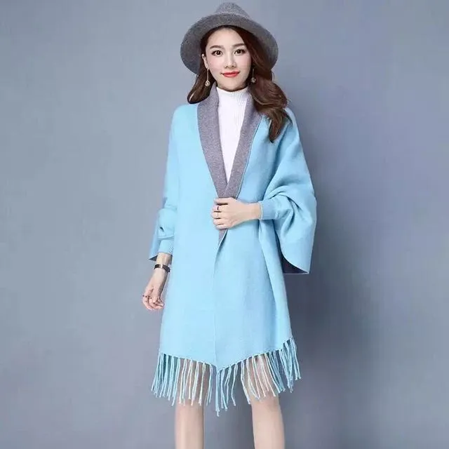 SC2 2017 Oversize Double Side Scarf Winter Faux Cashmere Poncho Women Solid Designer Female Long Sleeves Wrap Vintage Shawl