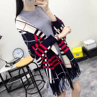 SC2 2017 Oversize Double Side Scarf Winter Faux Cashmere Poncho Women Solid Designer Female Long Sleeves Wrap Vintage Shawl