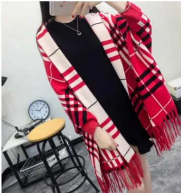 SC2 2017 Oversize Double Side Scarf Winter Faux Cashmere Poncho Women Solid Designer Female Long Sleeves Wrap Vintage Shawl