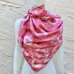 Scarf Spree: (S) Red Flower 44"x44" Large Silk Square Scarf