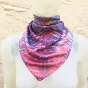 Scarf Spree: (S) Teal Blue & Red 21"x21" Silk Bandana