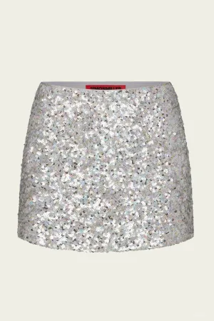 Sequin Dizzy Skirt in Satellite Silver