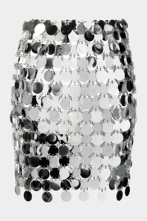 Sequin-Embellished Mini Skirt in Silver