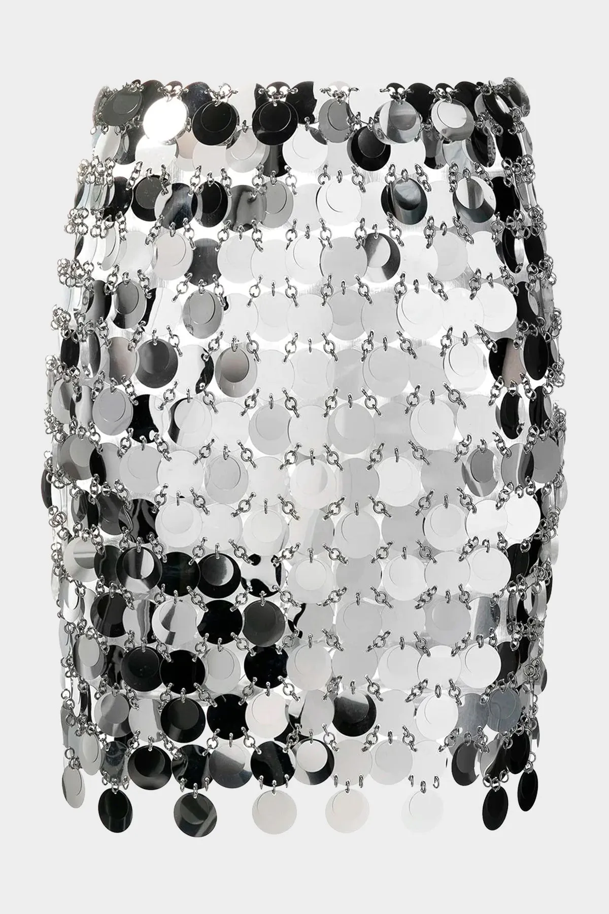 Sequin-Embellished Mini Skirt in Silver
