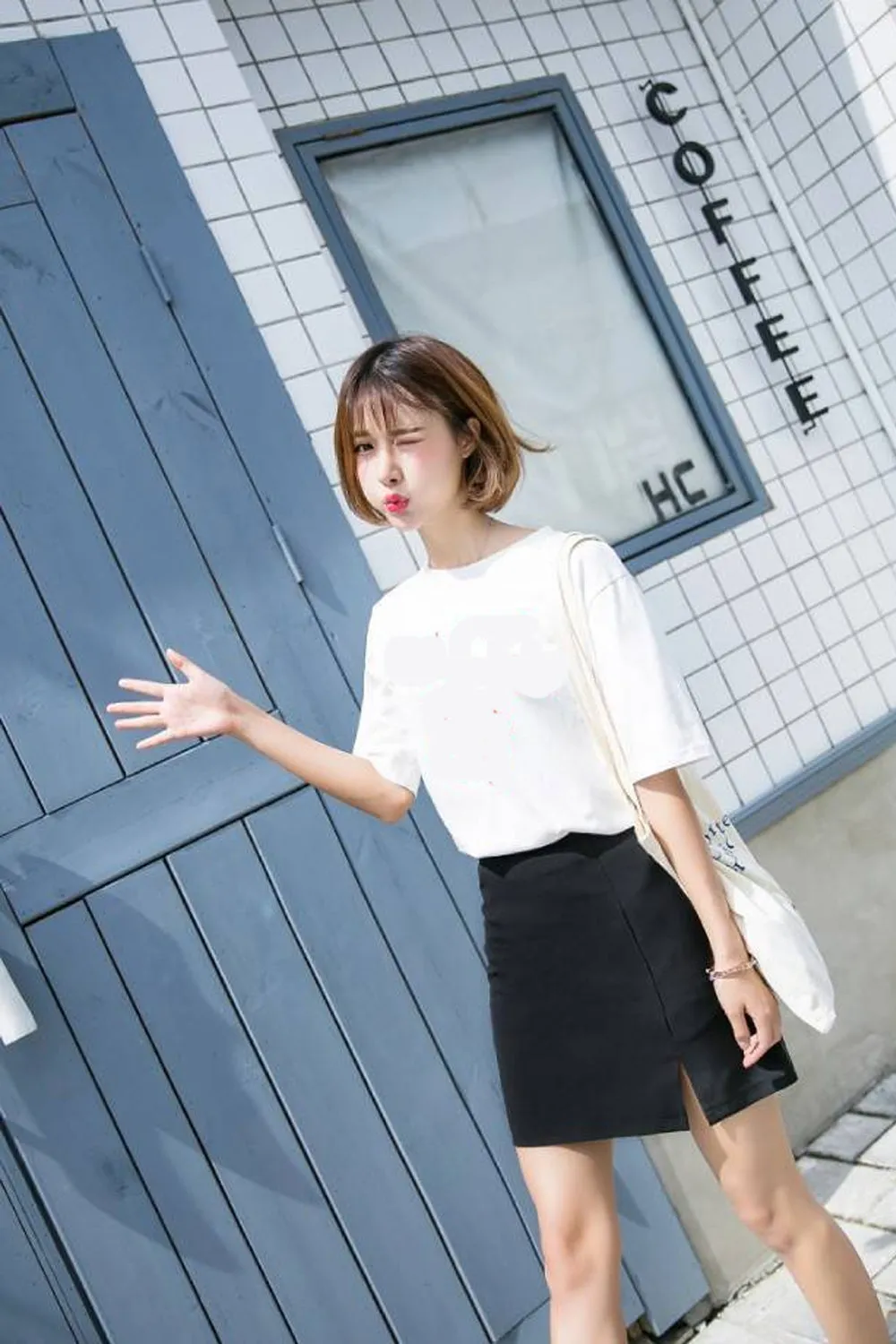 Sexy Solid Black Split Mini Skirts