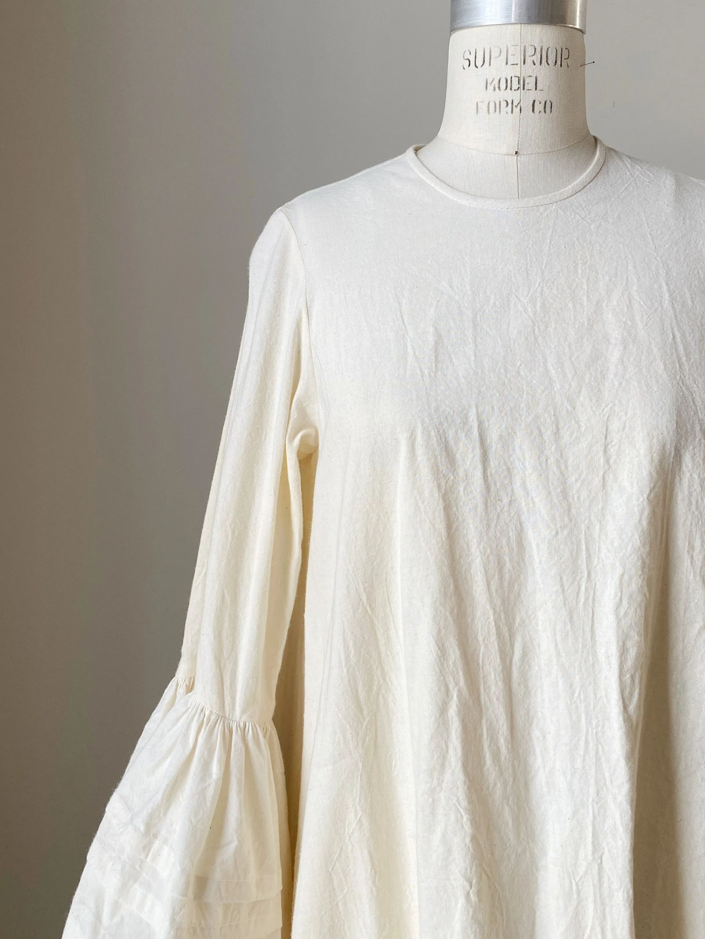 shaker muslin balloon sleeve dress