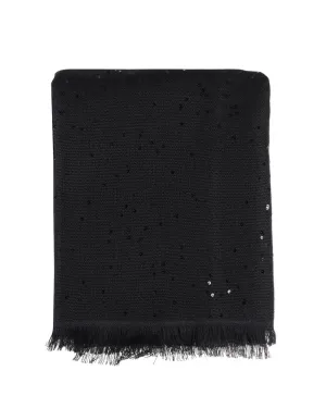 Silk Cashmere Diamond Scarf in Black