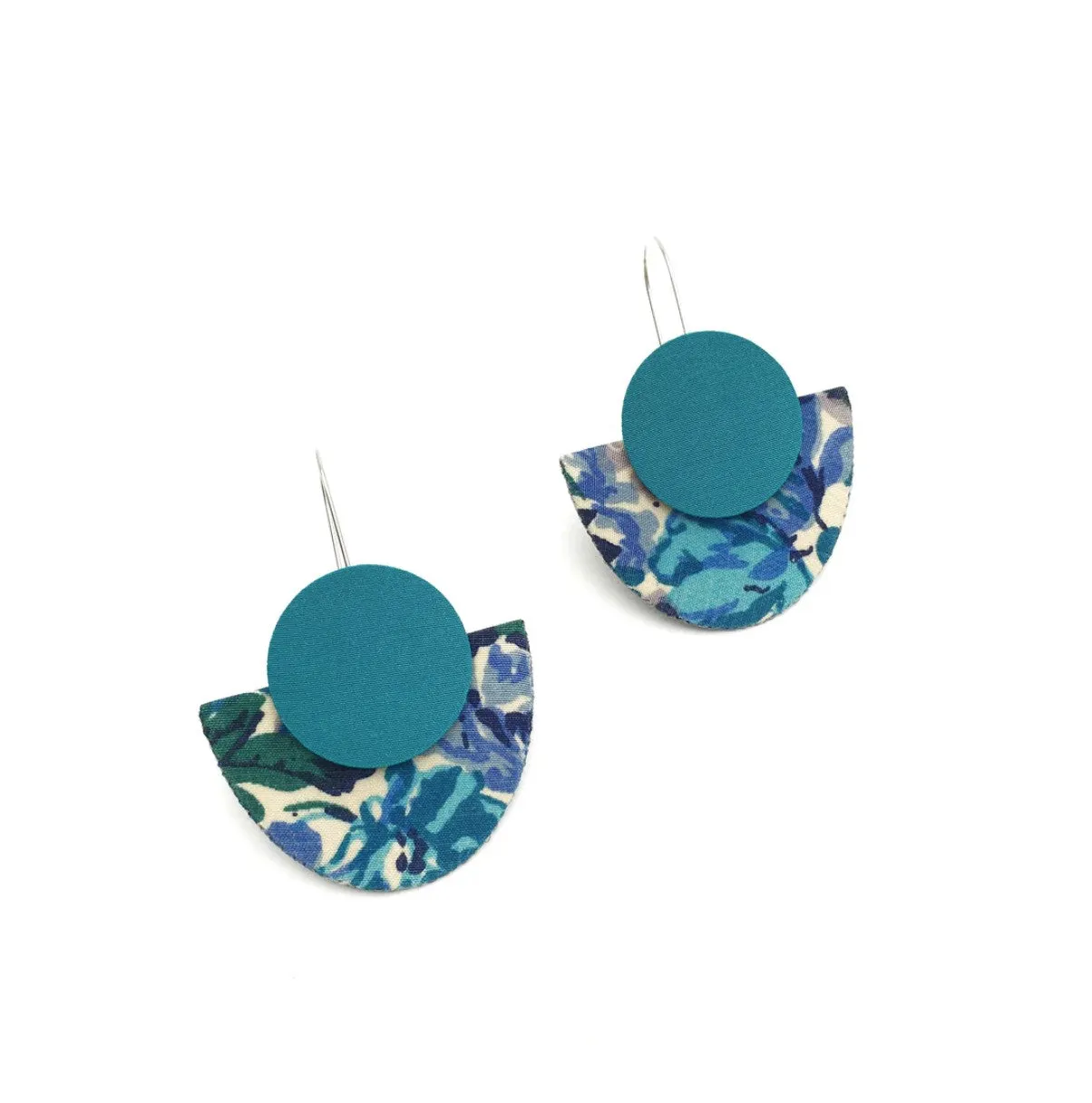 Silky Moons - Full Moon with Half Oval Dangle Hook Earrings