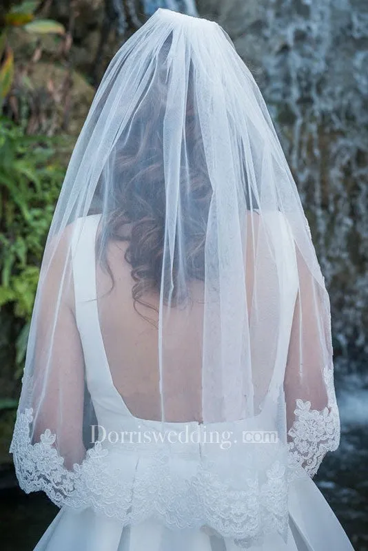 Simple Single Layer Soft Yarn Bride Veil Wedding Bridal Style With Insert Comb