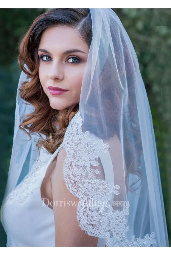 Simple Single Layer Soft Yarn Bride Veil Wedding Bridal Style With Insert Comb