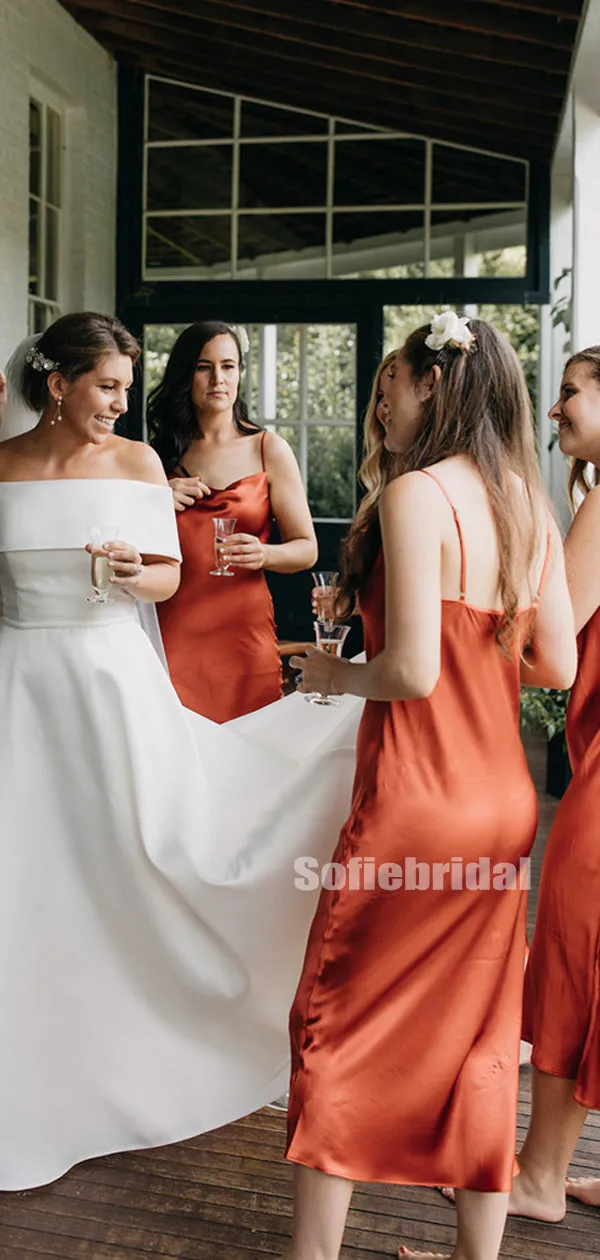 Simple Spaghetti Straps Knee-length Long Bridesmaid Dresses Online,SFWG00382