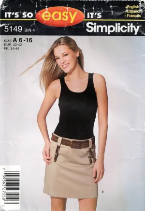 Simplicity 5149 Womens Mini Skirts Out Of Print Sewing Pattern Size 6 - 16 UNCUT Factory Folded