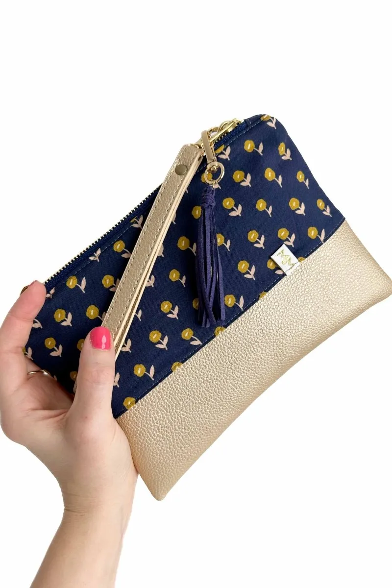 Simply Golden Convertible Crossbody Wristlet  with Compartments
