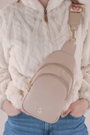 Simply Southern Sling Bag in Almond Tan | 0224-BAG-LTHR-SLING-ALMOND