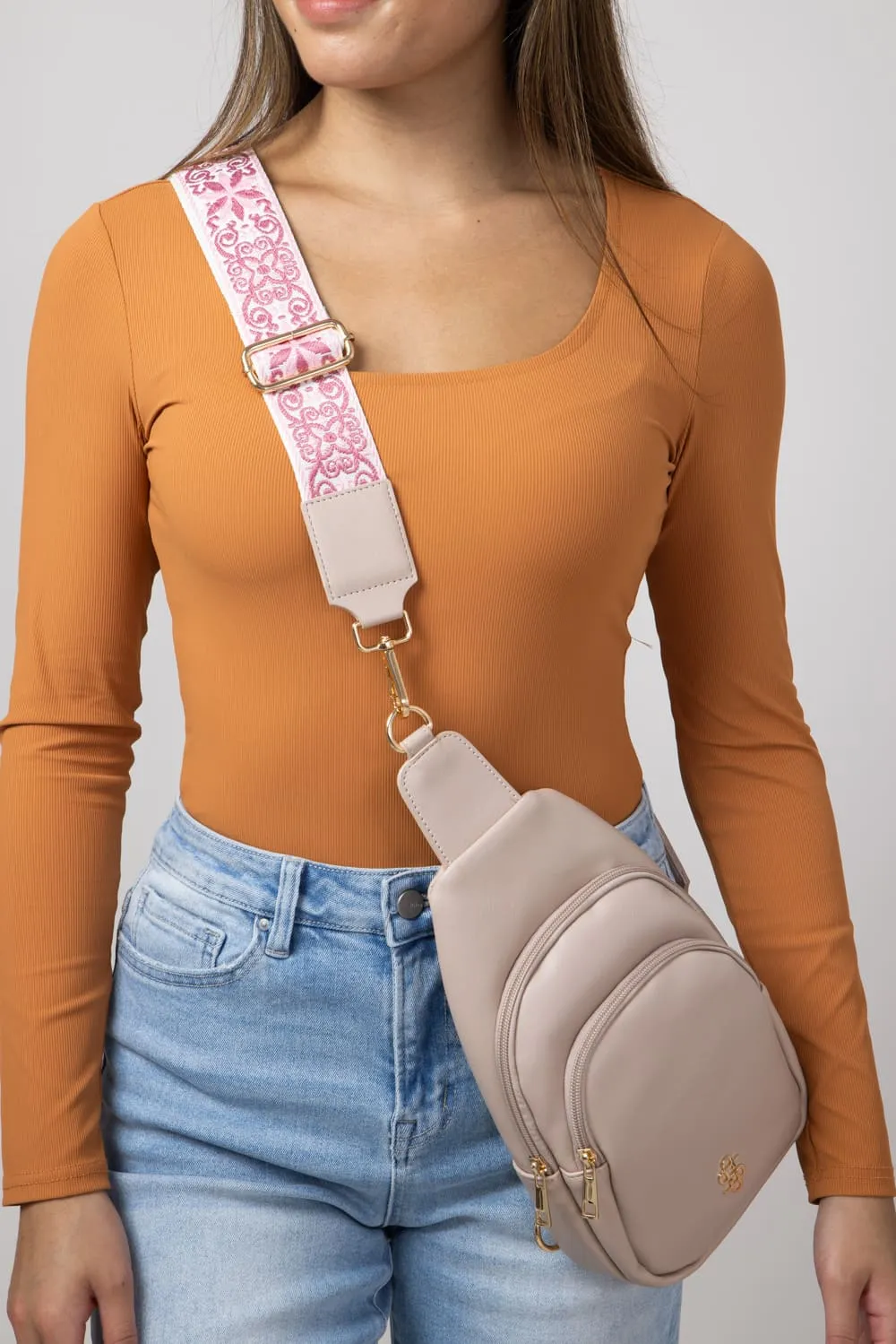 Simply Southern Sling Bag in Almond Tan | 0224-BAG-LTHR-SLING-ALMOND