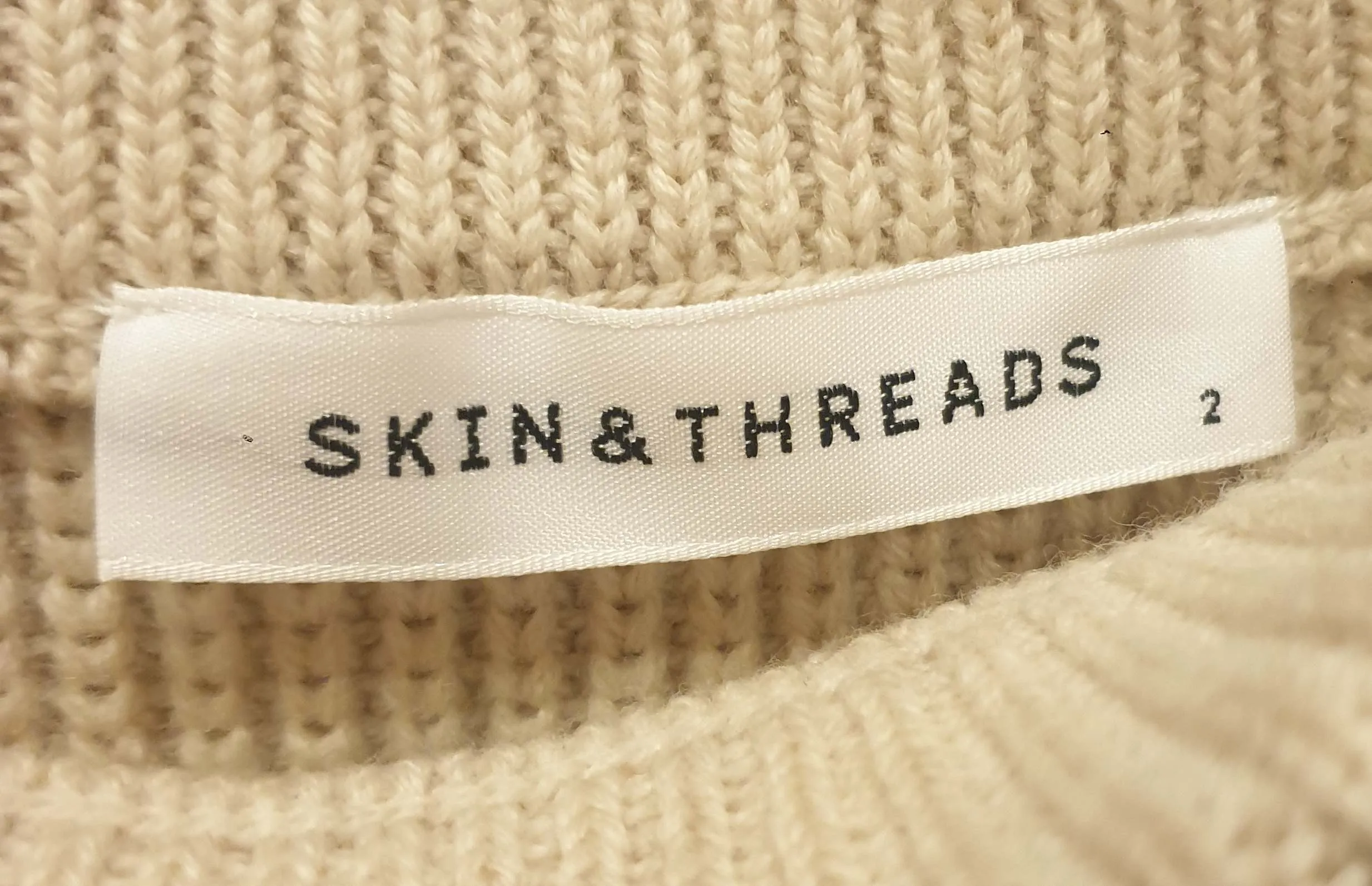 Skin & Threads beige wool knit skirt size 2