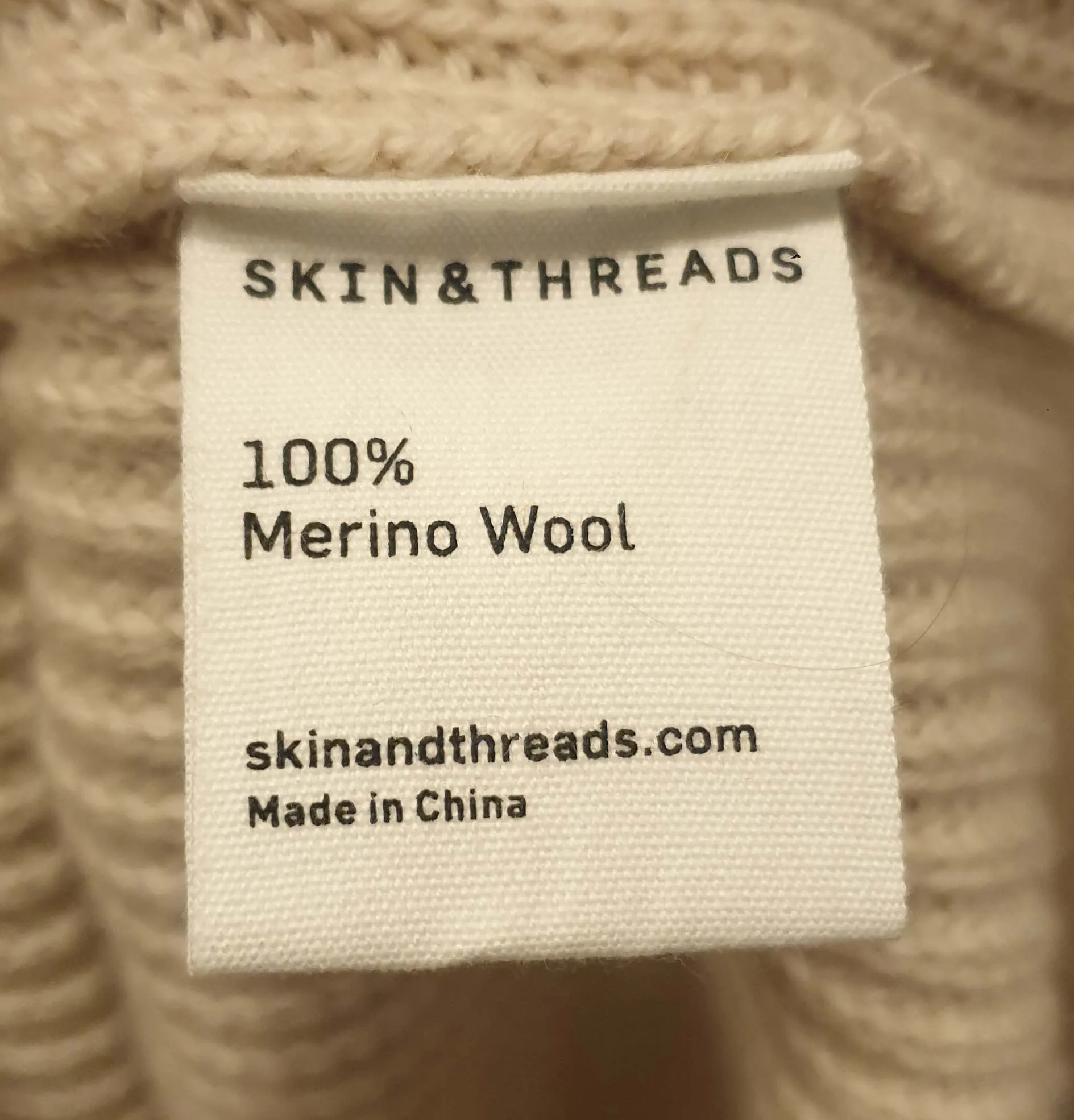 Skin & Threads beige wool knit skirt size 2