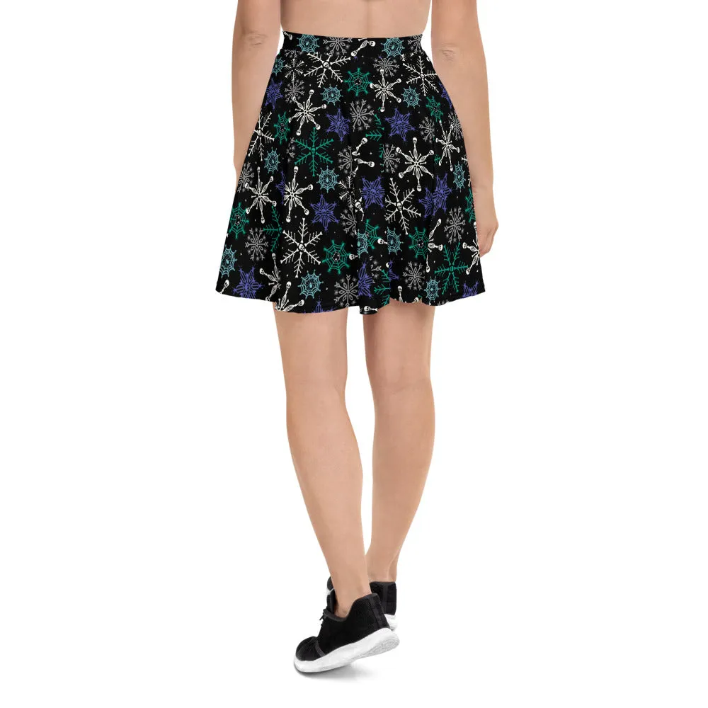 Skull Snowflake Gothic Skater Skirt
