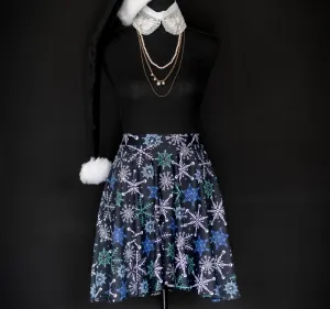 Skull Snowflake Gothic Skater Skirt