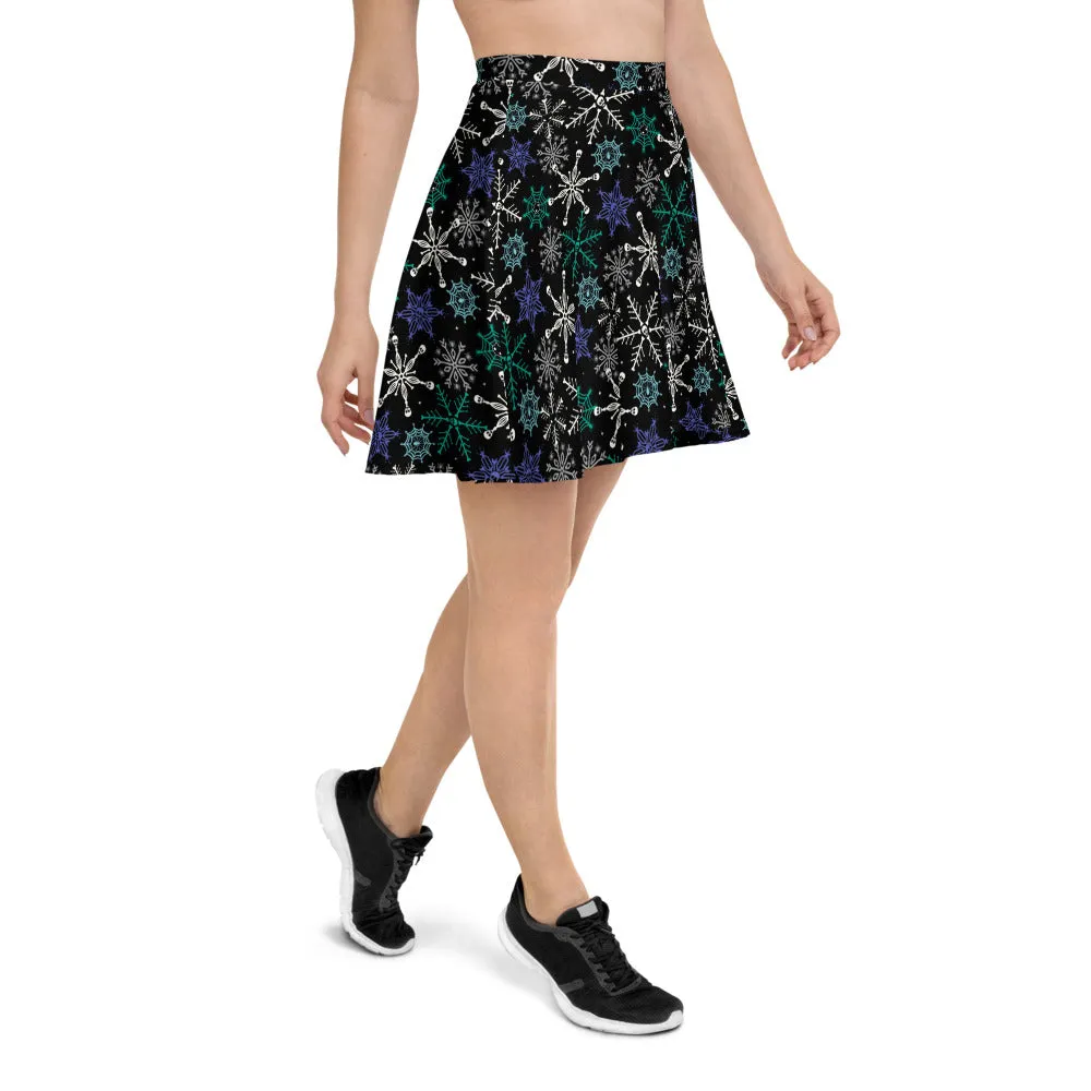 Skull Snowflake Gothic Skater Skirt