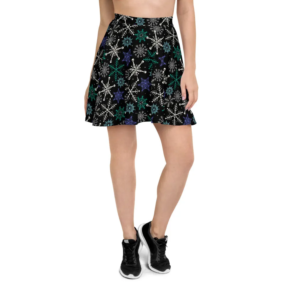 Skull Snowflake Gothic Skater Skirt