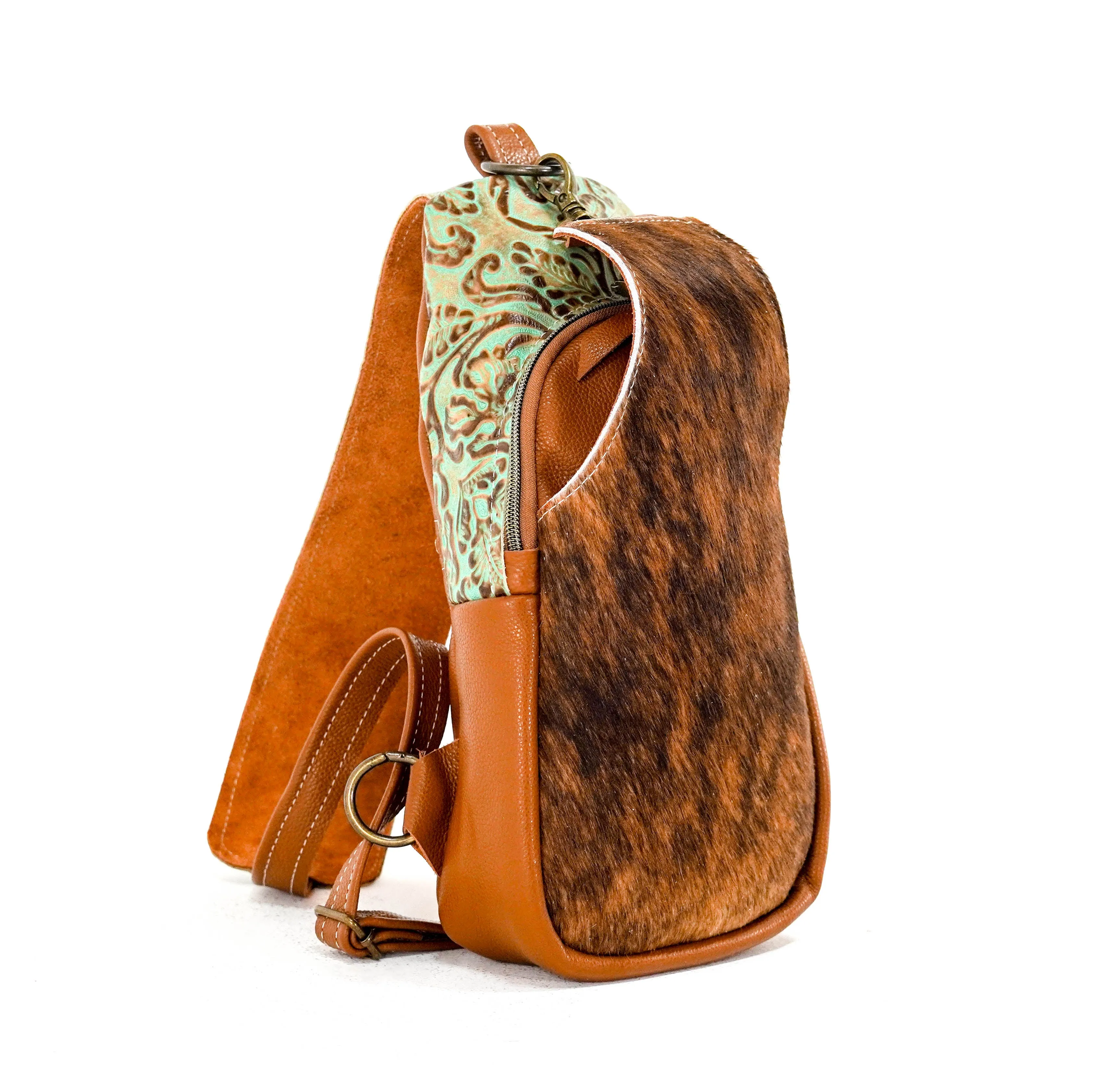 Sling Bag - Red Brindle w/ Turquoise tool