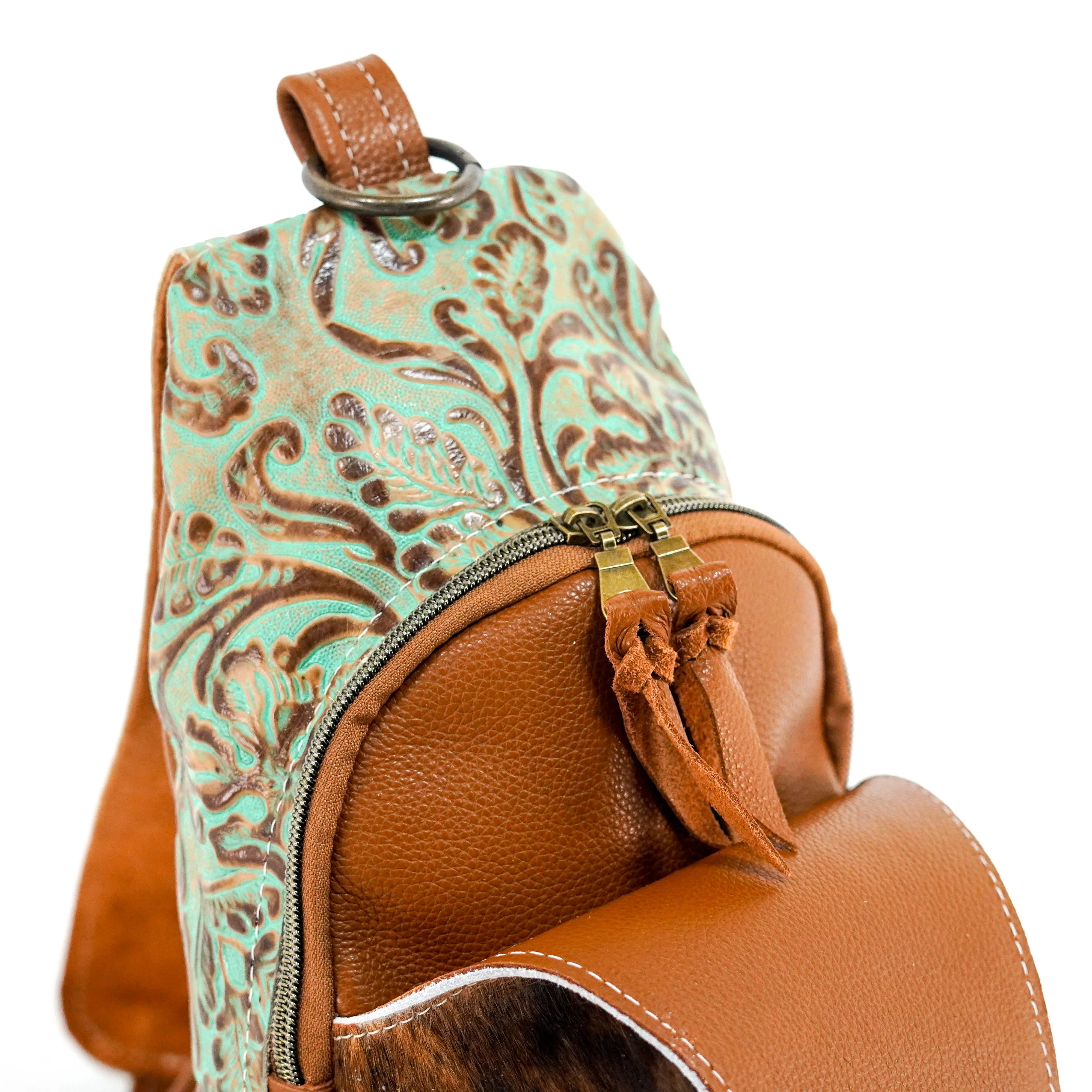 Sling Bag - Red Brindle w/ Turquoise tool