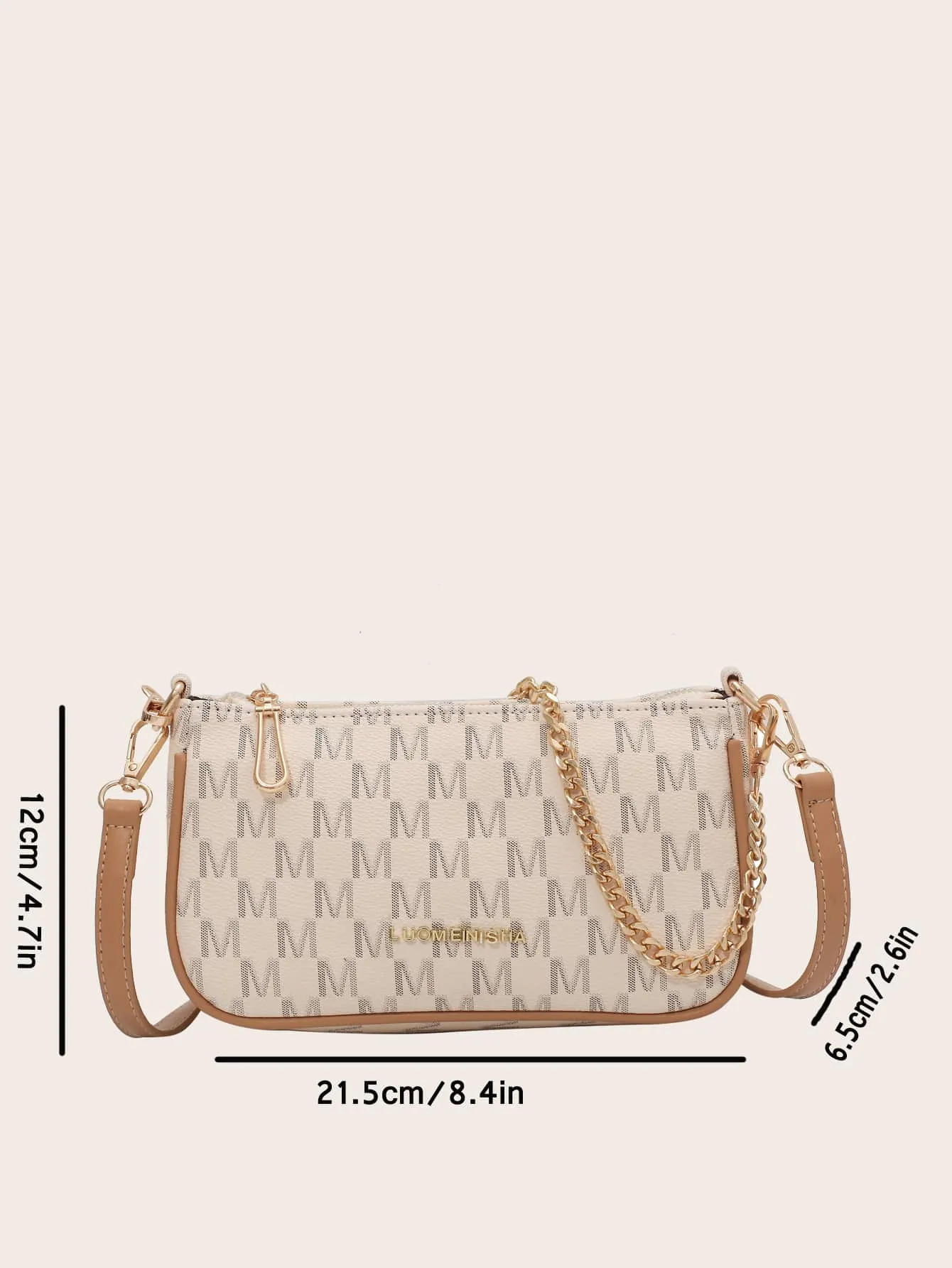 Slogan Graphic Baguette Bag - Brown