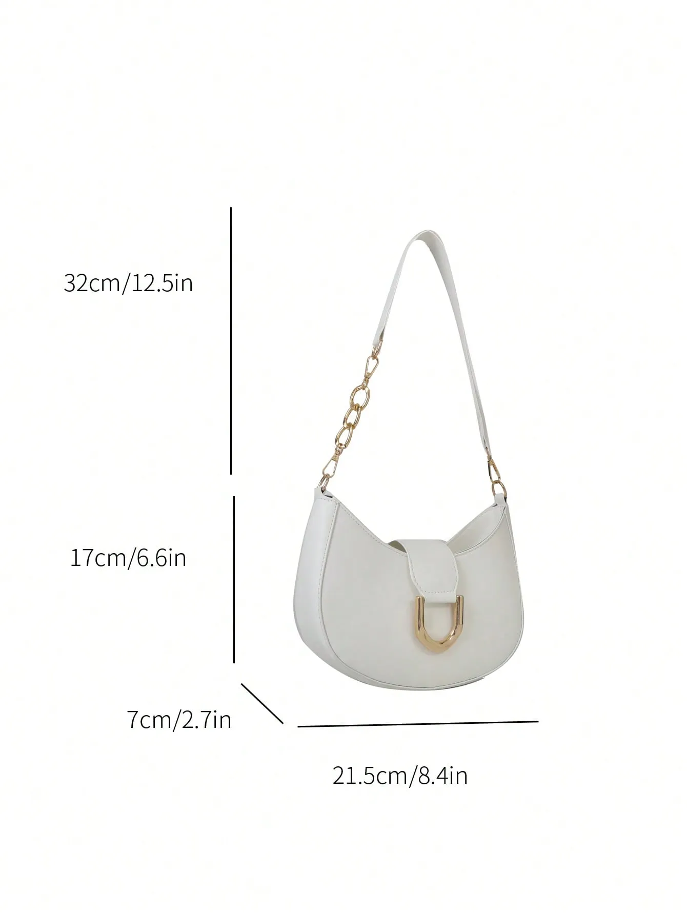 Small Metal Decor Hobo Bag - White