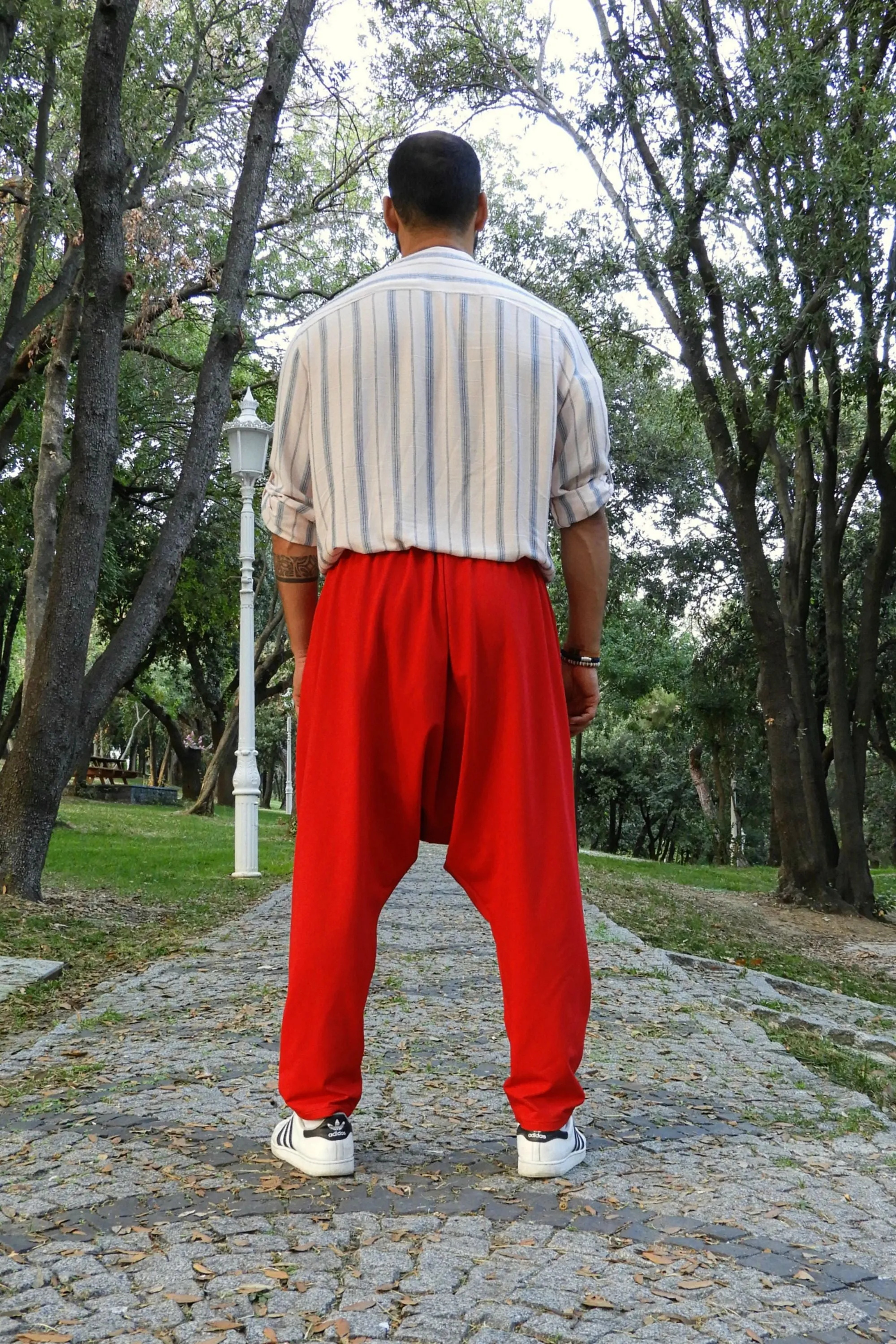 SNOW Men's Harem Pants For Winter (Gray, Red)