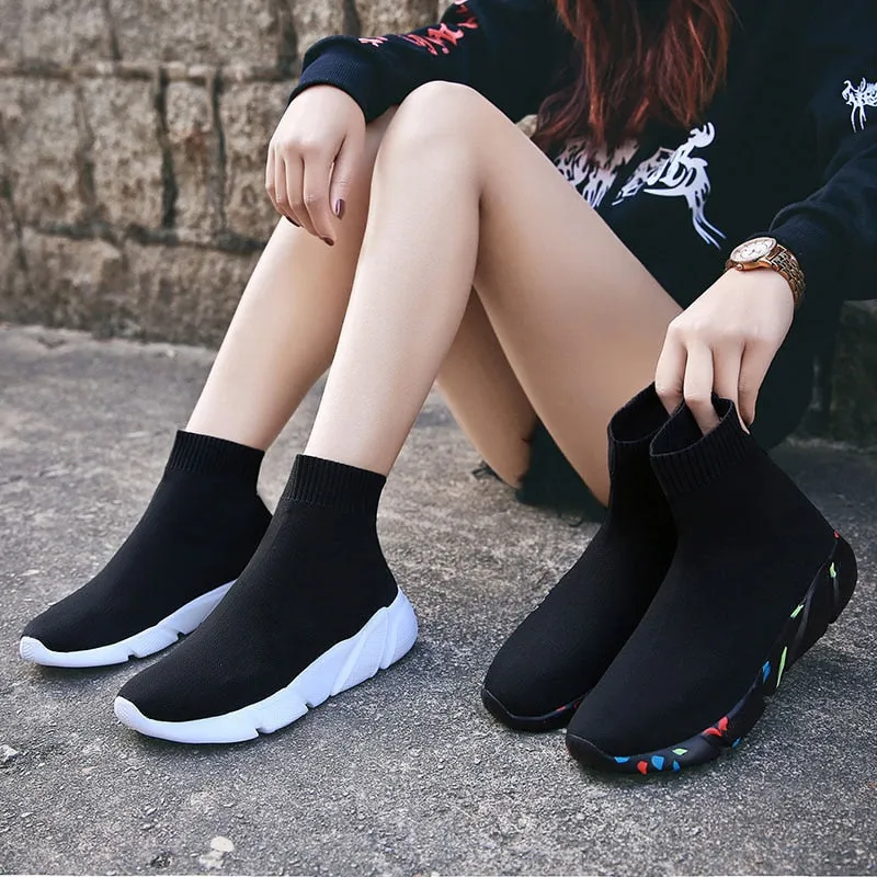 Socks Sneakers Women Men Knit Upper Sport Shoes