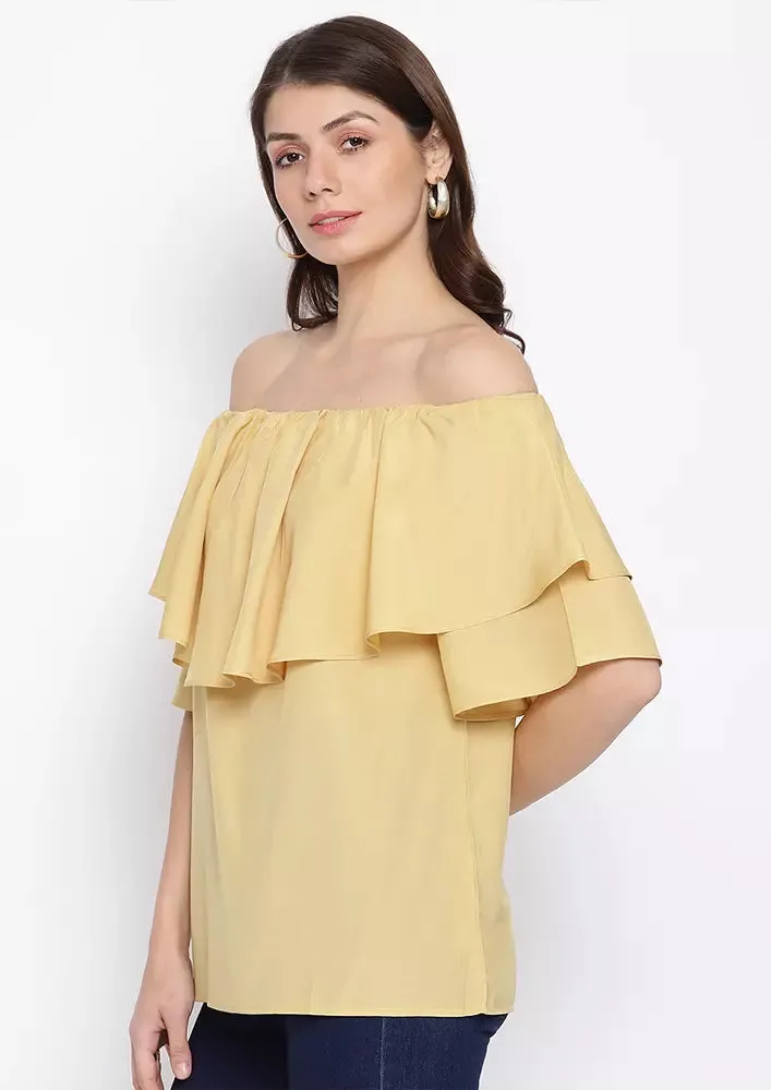Soft Breeze Frilling Off-Shoulder Top