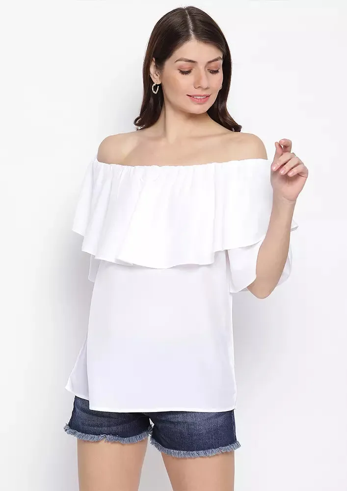 Soft Breeze Frilling Off-Shoulder Top