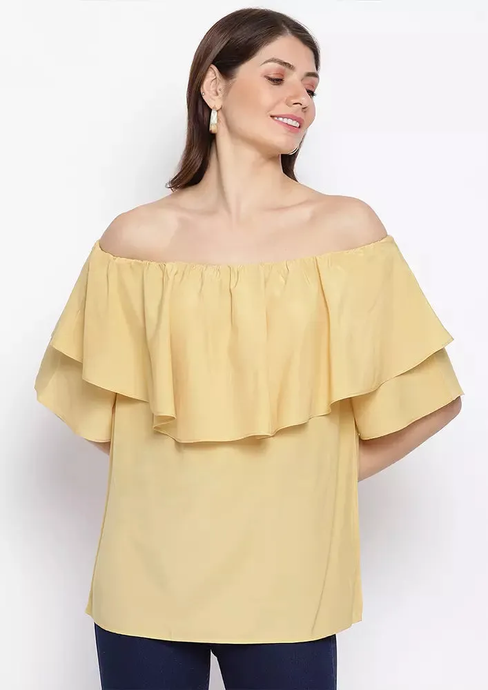 Soft Breeze Frilling Off-Shoulder Top
