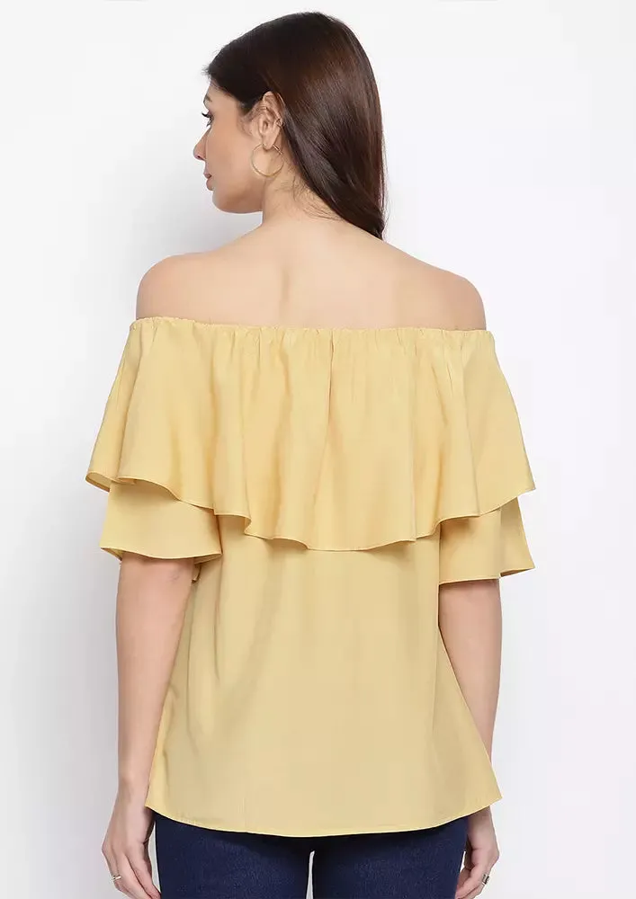 Soft Breeze Frilling Off-Shoulder Top