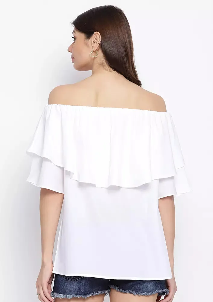 Soft Breeze Frilling Off-Shoulder Top