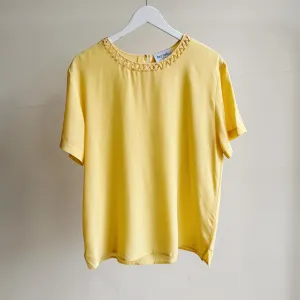 Soft Yellow Lattice Silk Tee