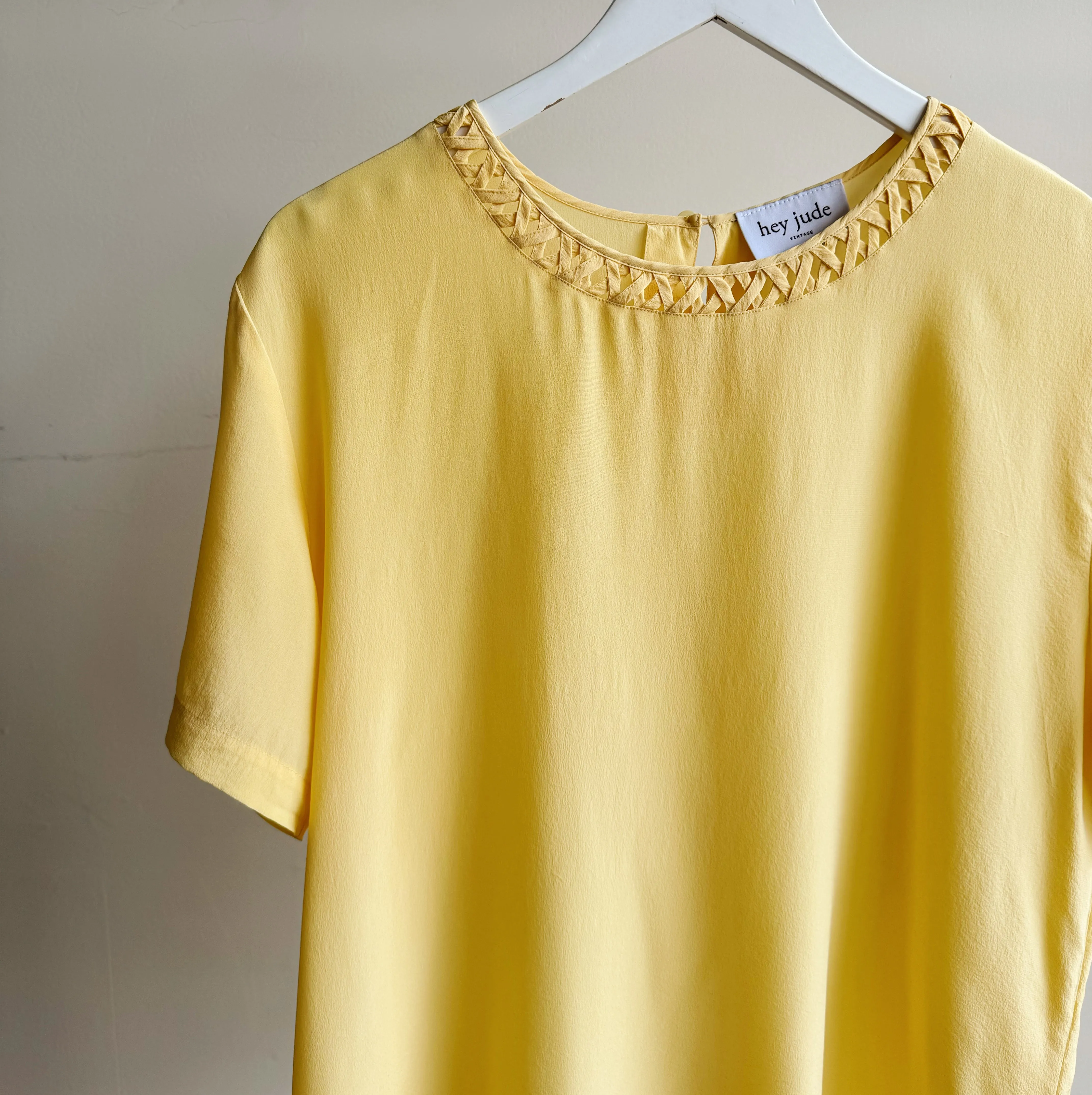Soft Yellow Lattice Silk Tee