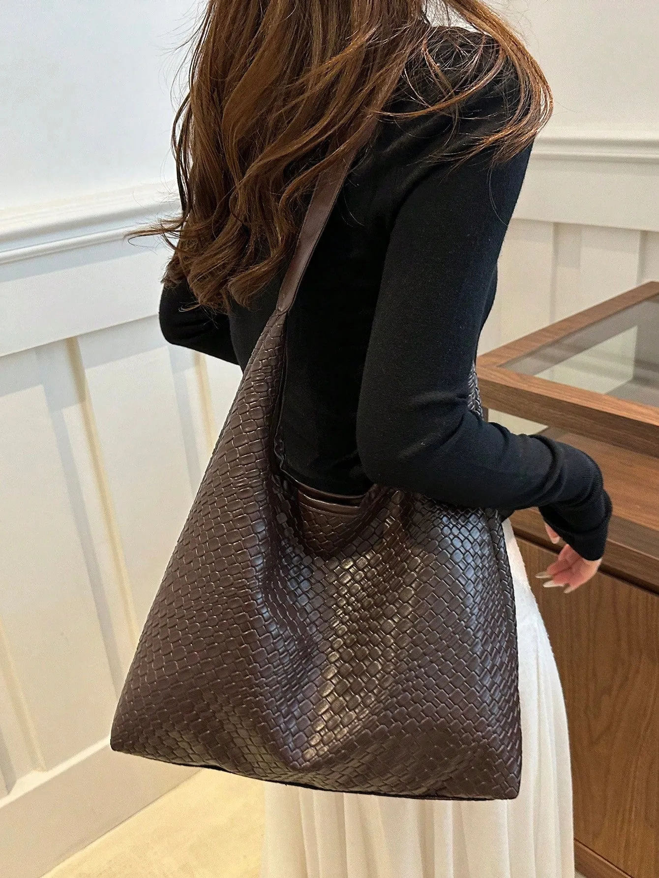 Solid Color Popular Commuter Woven Tote Bag