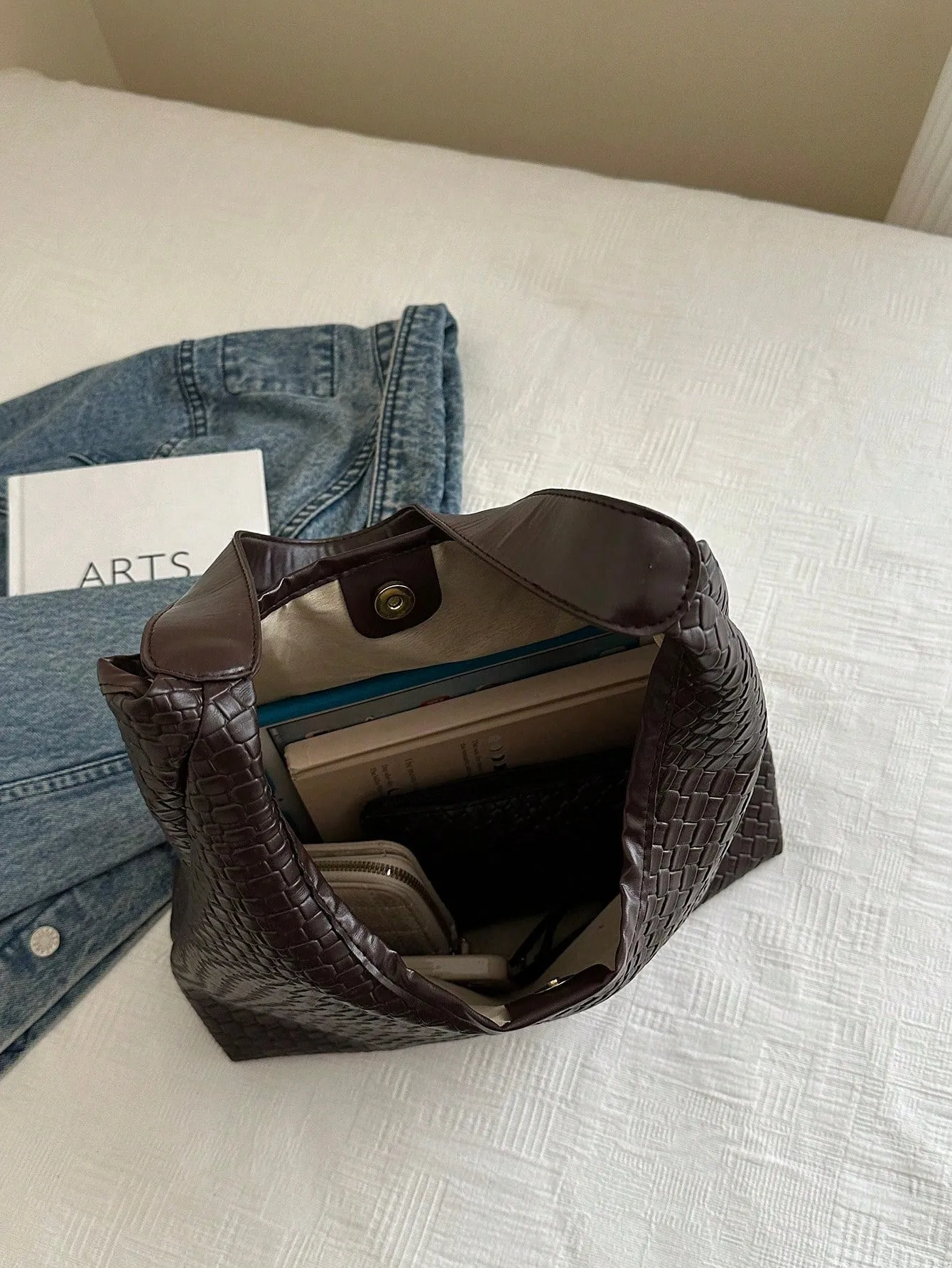 Solid Color Popular Commuter Woven Tote Bag