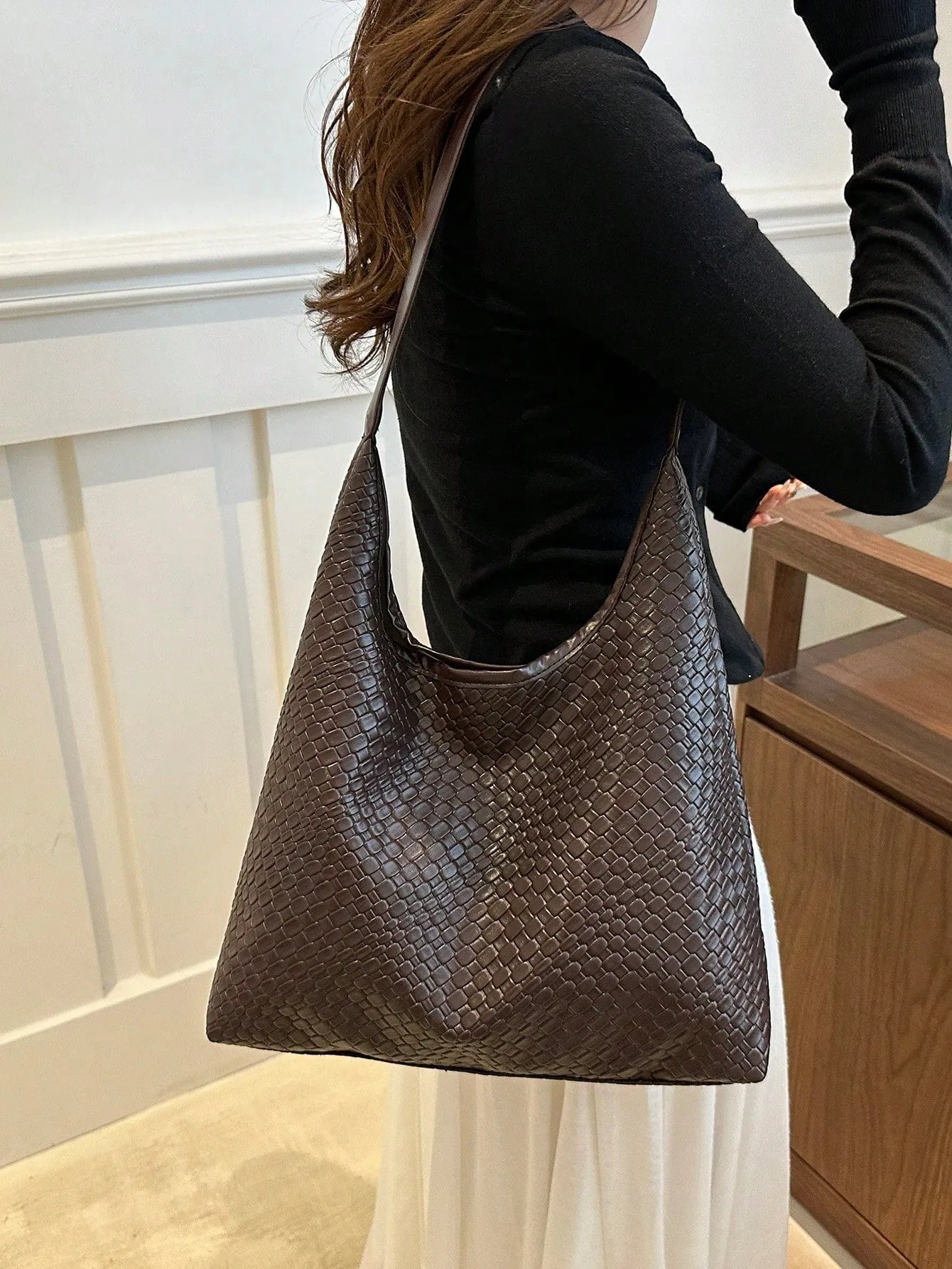 Solid Color Popular Commuter Woven Tote Bag