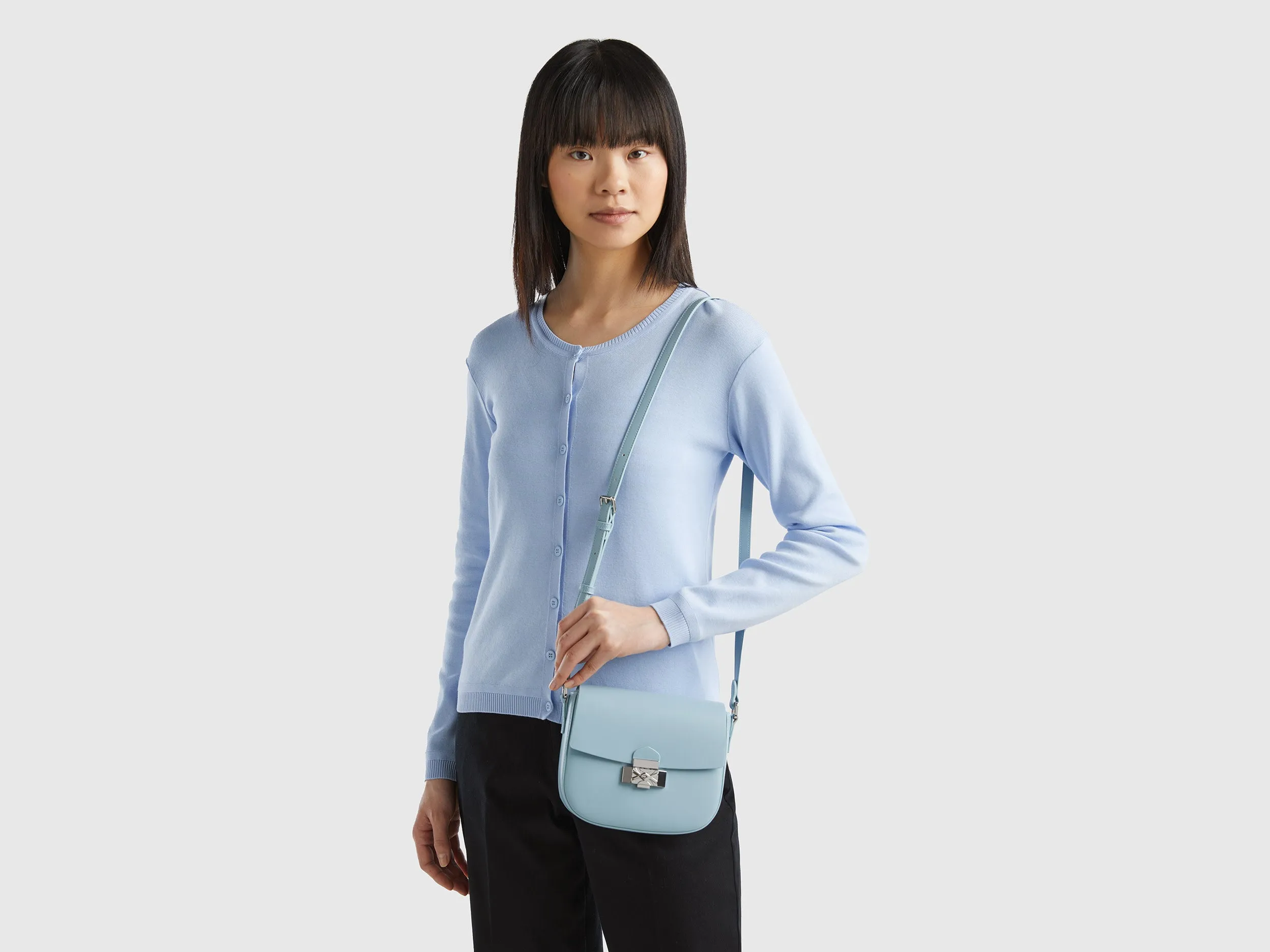 Solid Push Button Sling Bag